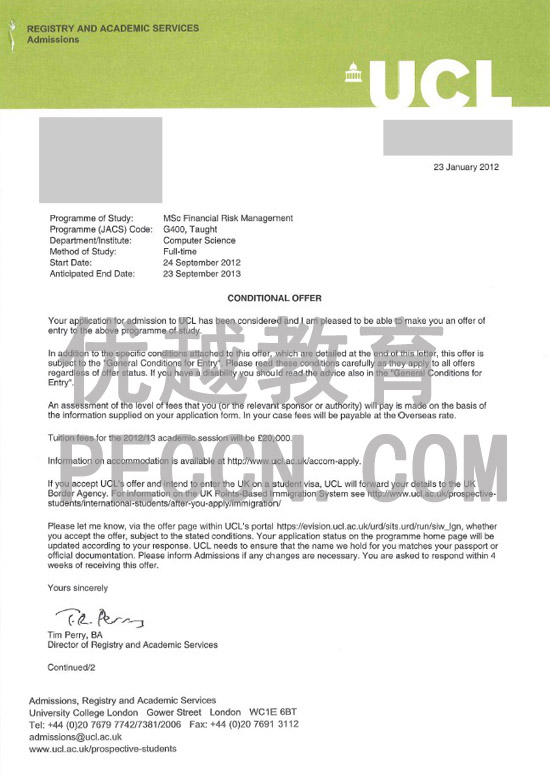 倫敦大學(xué)學(xué)院MSc Financial Risk Management