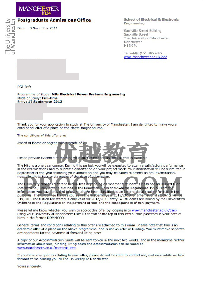 曼徹斯特大學(xué)MSc Electrical Power Systems Engineering