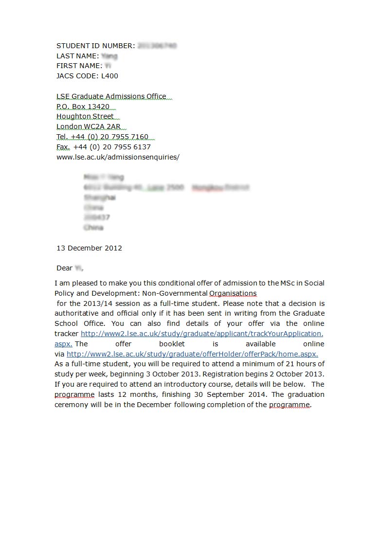 恭喜這位同學(xué)成功獲得倫敦政治經(jīng)濟學(xué)院的社會政策和發(fā)展專業(yè)錄取通知書-優(yōu)越教育