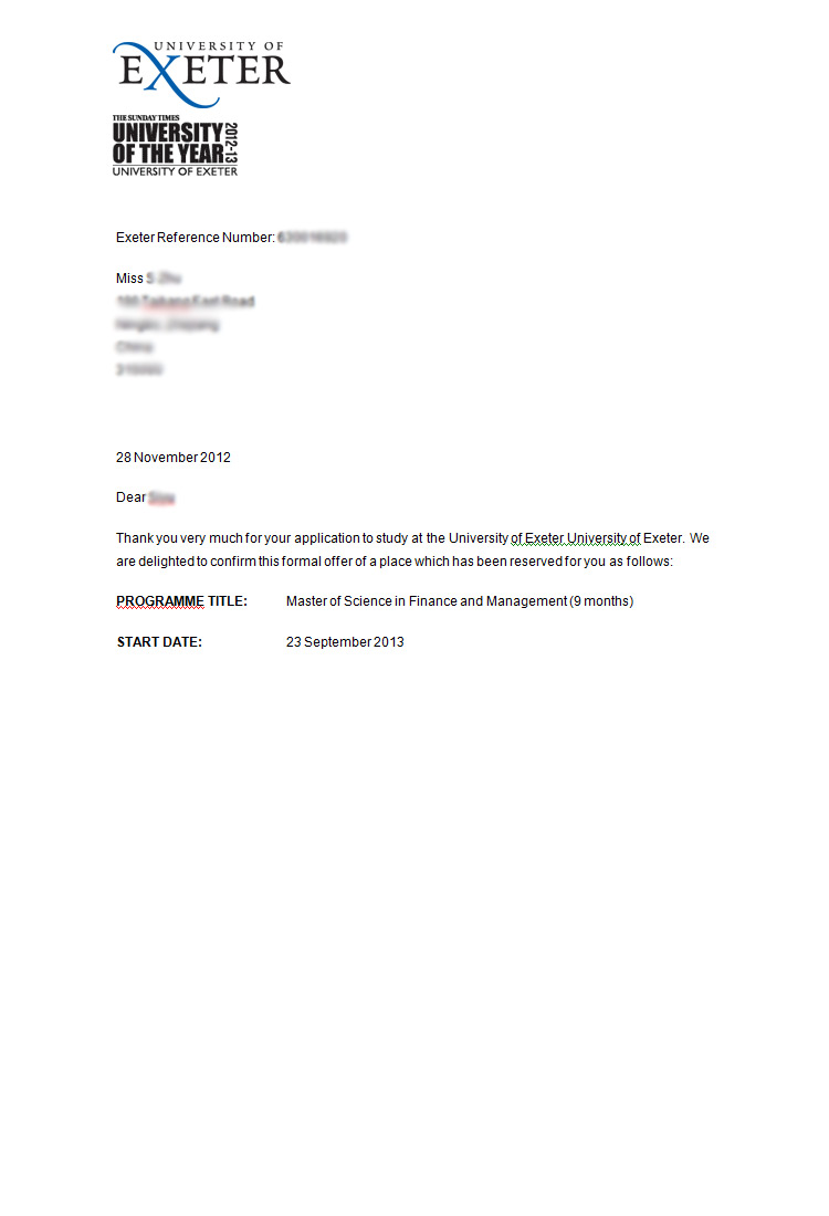 恭喜這位同學(xué)被?？巳卮髮W(xué)金融和管理專業(yè)錄取-優(yōu)越教育