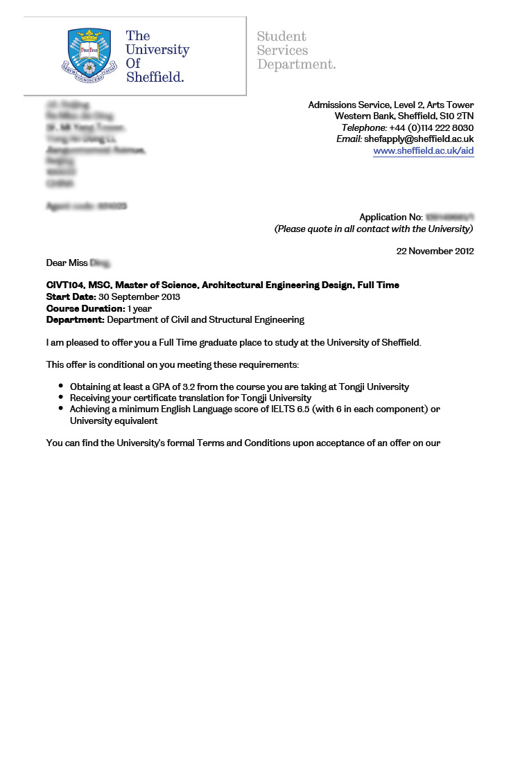 恭喜這位同學(xué)被謝菲爾德大學(xué)建筑工程設(shè)計(jì)專業(yè)錄取-優(yōu)越教育