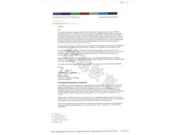 恭喜陳同學(xué)成功申請(qǐng)到匹茲堡大學(xué)研究生信息科學(xué)專業(yè)--優(yōu)越教育