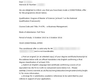 恭喜劉同學(xué)成功申請到華威大學(xué)電子商務(wù)專業(yè)--優(yōu)越教育