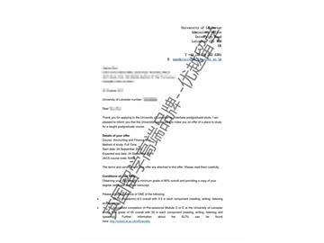 2018offer：恭喜于同學(xué)獲得蘭卡斯特大學(xué)會計與金融管理專業(yè)碩士通知書