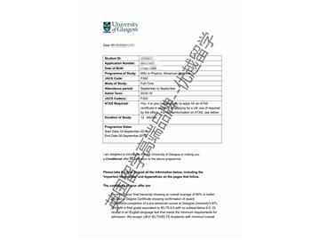 2018offer：恭喜吳同學(xué)獲得格拉斯哥大學(xué)高級(jí)材料科學(xué)專業(yè)碩士通知書(shū)