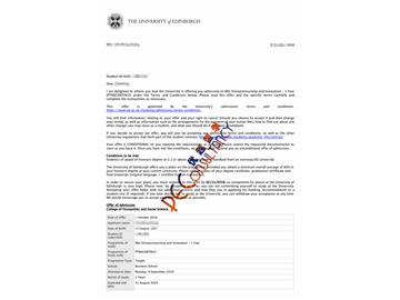 2019offer：恭喜張同學(xué)獲得愛丁堡大學(xué)創(chuàng)業(yè)與創(chuàng)新專業(yè)碩士通知書