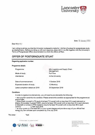 2018offer：恭喜李同學(xué)獲得蘭卡斯特大學(xué)媒體與文化研究專業(yè)碩士通知書