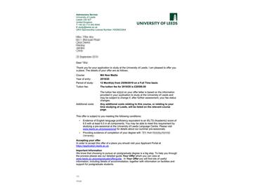 2019offer：恭喜朱同學獲得利茲大學新媒體專業(yè)碩士通知書