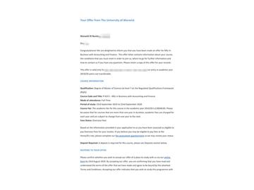 2019offer：恭喜張同學(xué)獲得華威大學(xué)會(huì)計(jì)與金融專業(yè)碩士通知書