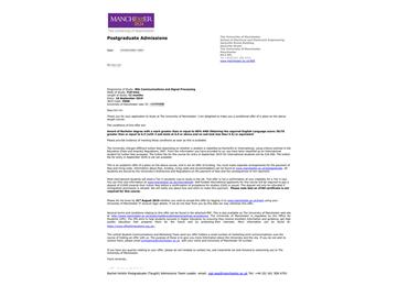 2019offer：恭喜吳同學(xué)獲得曼徹斯特大學(xué)通信與信號(hào)處理專業(yè)碩士通知書