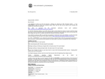 2019offer：恭喜張同學(xué)獲得愛丁堡大學(xué)翻譯研究專業(yè)碩士通知書