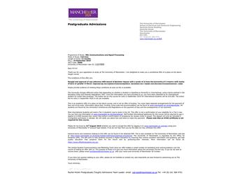 2019offer：恭喜梁同學(xué)獲得曼徹斯特大學(xué)通信與信號處理專業(yè)碩士通知書