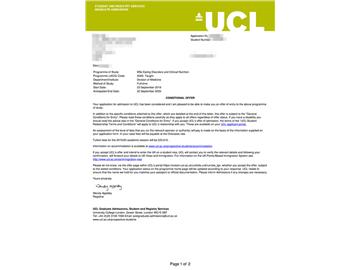 2019offer：恭喜李同學(xué)獲得倫敦大學(xué)學(xué)院進(jìn)食障礙與臨床營養(yǎng)學(xué)專業(yè)碩士通知書