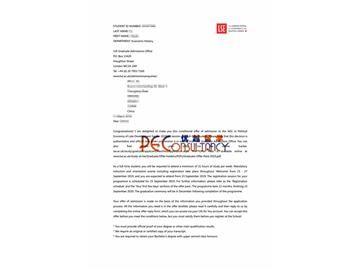 2019offer：恭喜李同學(xué)獲得倫敦大學(xué)學(xué)院（世界排名：10）高級(jí)材料科學(xué)專業(yè)碩士通知書