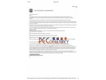 2019offer：恭喜王同學(xué)獲得愛(ài)丁堡大學(xué)(世界排名：20)對(duì)外英語(yǔ)教學(xué)專(zhuān)業(yè)碩士通知書(shū)