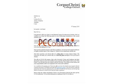 2019offer：恭喜吳同學(xué)獲得牛津大學(xué)（世界排名：4）材料科學(xué)專(zhuān)業(yè)本科通知書(shū)