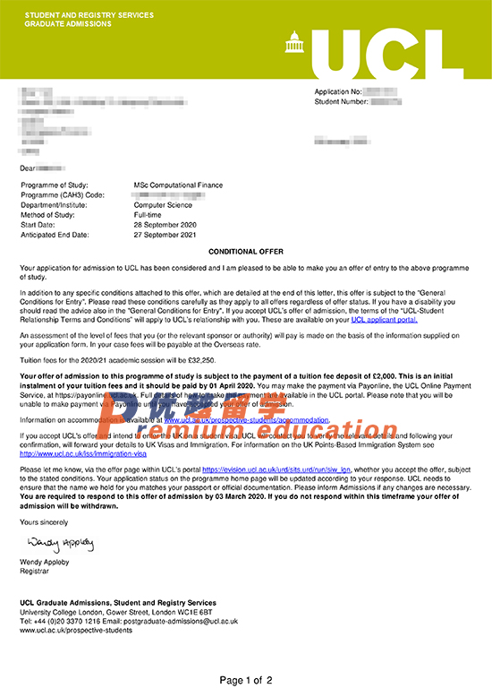 2020offer：恭喜金同學(xué)獲得倫敦大學(xué)學(xué)院計(jì)算金融碩士通知書(shū)