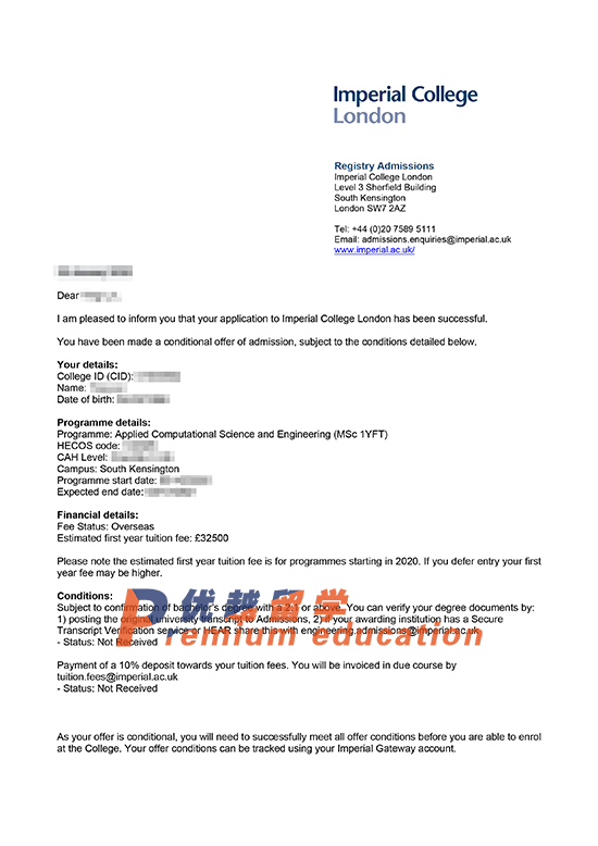 2020offer：恭喜林同學(xué)獲得帝國(guó)理工大學(xué)應(yīng)用計(jì)算科學(xué)與工程專(zhuān)業(yè)碩士通知書(shū)