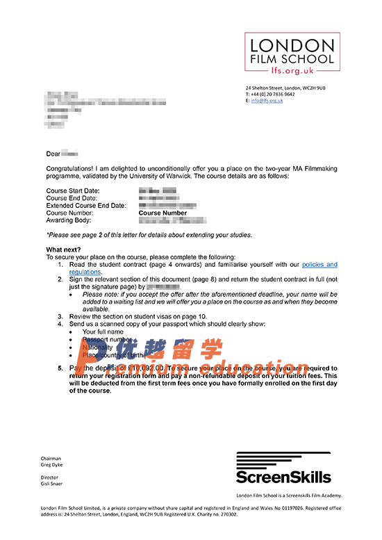 2020offer：恭喜趙同學(xué)獲得倫敦電影學(xué)院電影制作課程專(zhuān)業(yè)碩士通知書(shū)