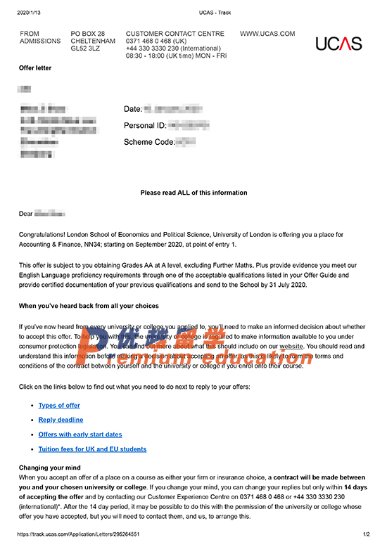 2020offer：恭喜邵同學(xué)獲得倫敦政治經(jīng)濟(jì)學(xué)院會(huì)計(jì)和金融專業(yè)碩士通知書